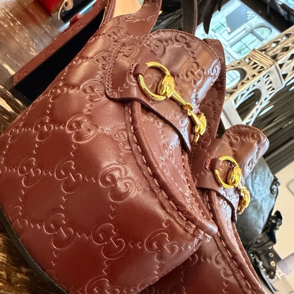Gucci Rosso Ancora Guccissima Leather Platform Horsebit Slingback Loafers | 35
